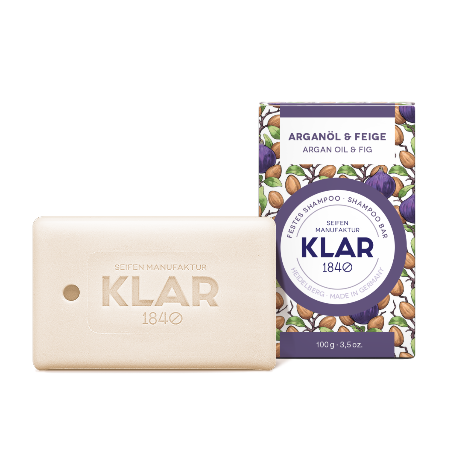 festes Shampoo Arganöl & Feige 100g (für trockenes Haar) Klar Seifen