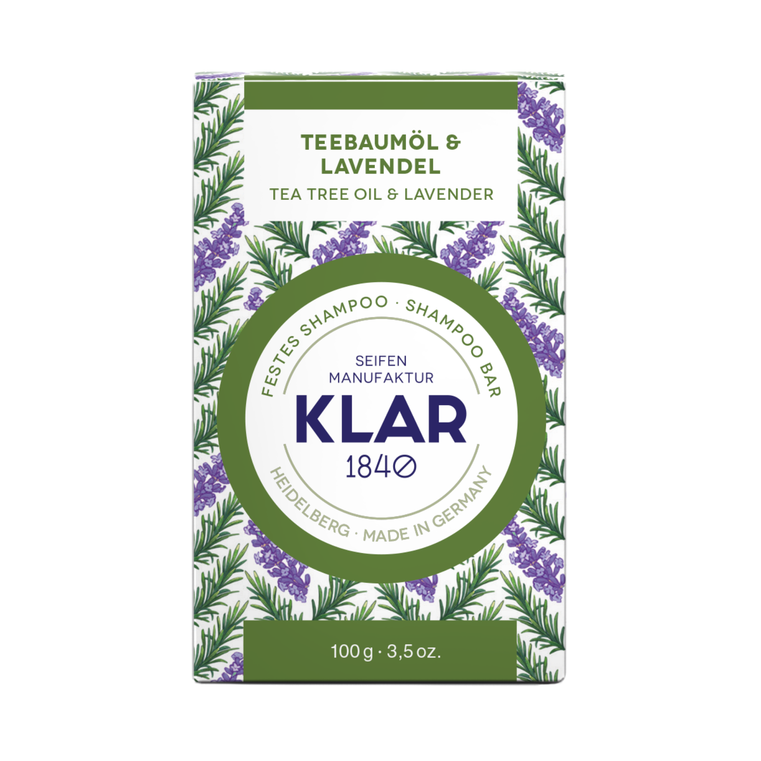 festes Shampoo Teebaumöl & Lavendel 100g (gegen Schuppen) Klar Seifen