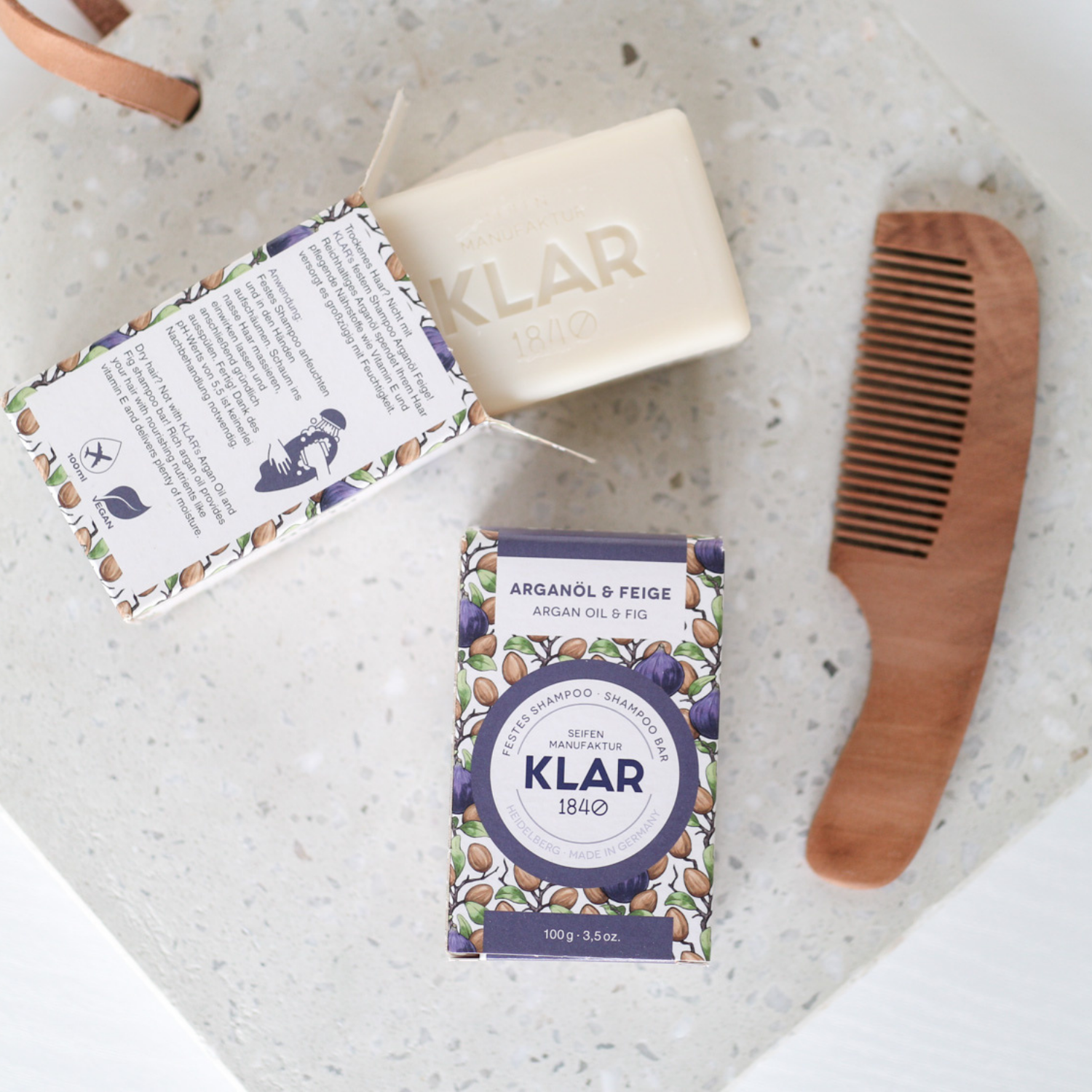festes Shampoo Arganöl & Feige 100g (für trockenes Haar) Klar Seifen