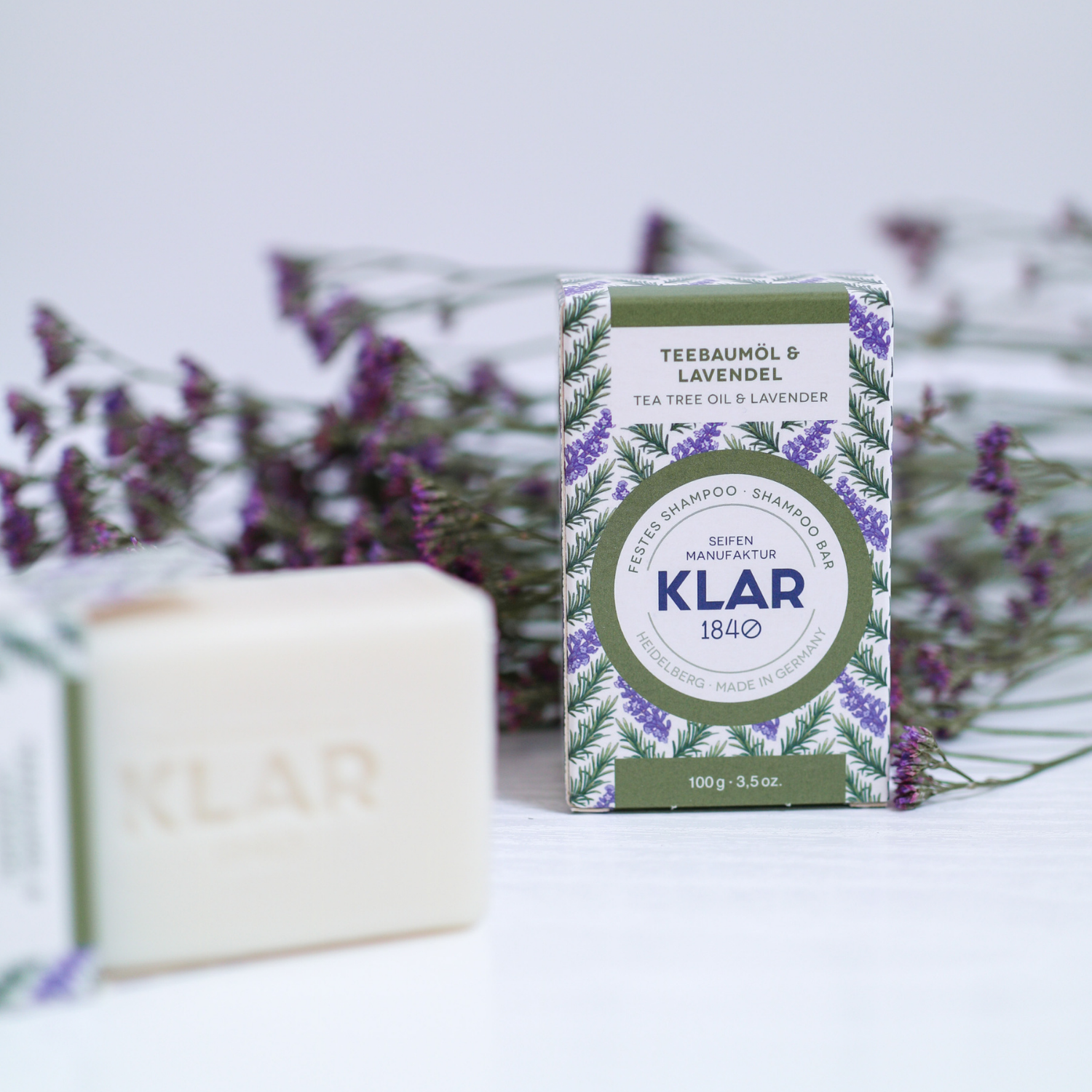 festes Shampoo Teebaumöl & Lavendel 100g (gegen Schuppen) Klar Seifen