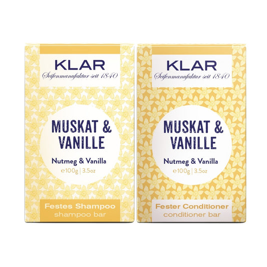 Geschenkset: festes Shampoo und fester Conditioner Muskat & Vanille