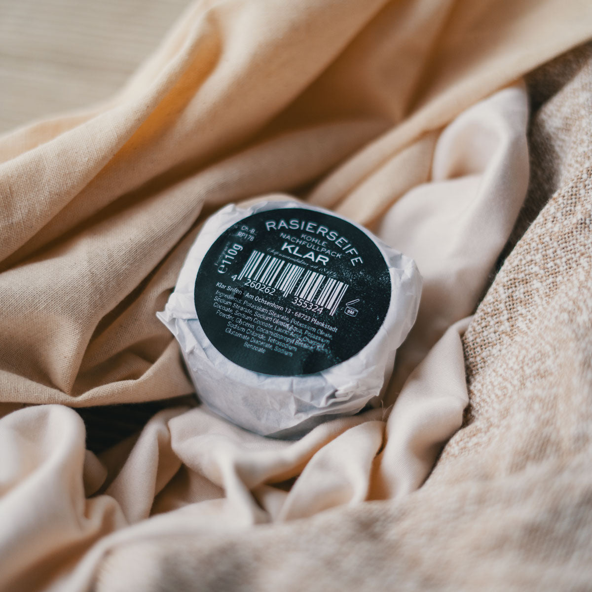 Rasierseife Aktivkohle Nachfüllpack 110g, palmölfrei