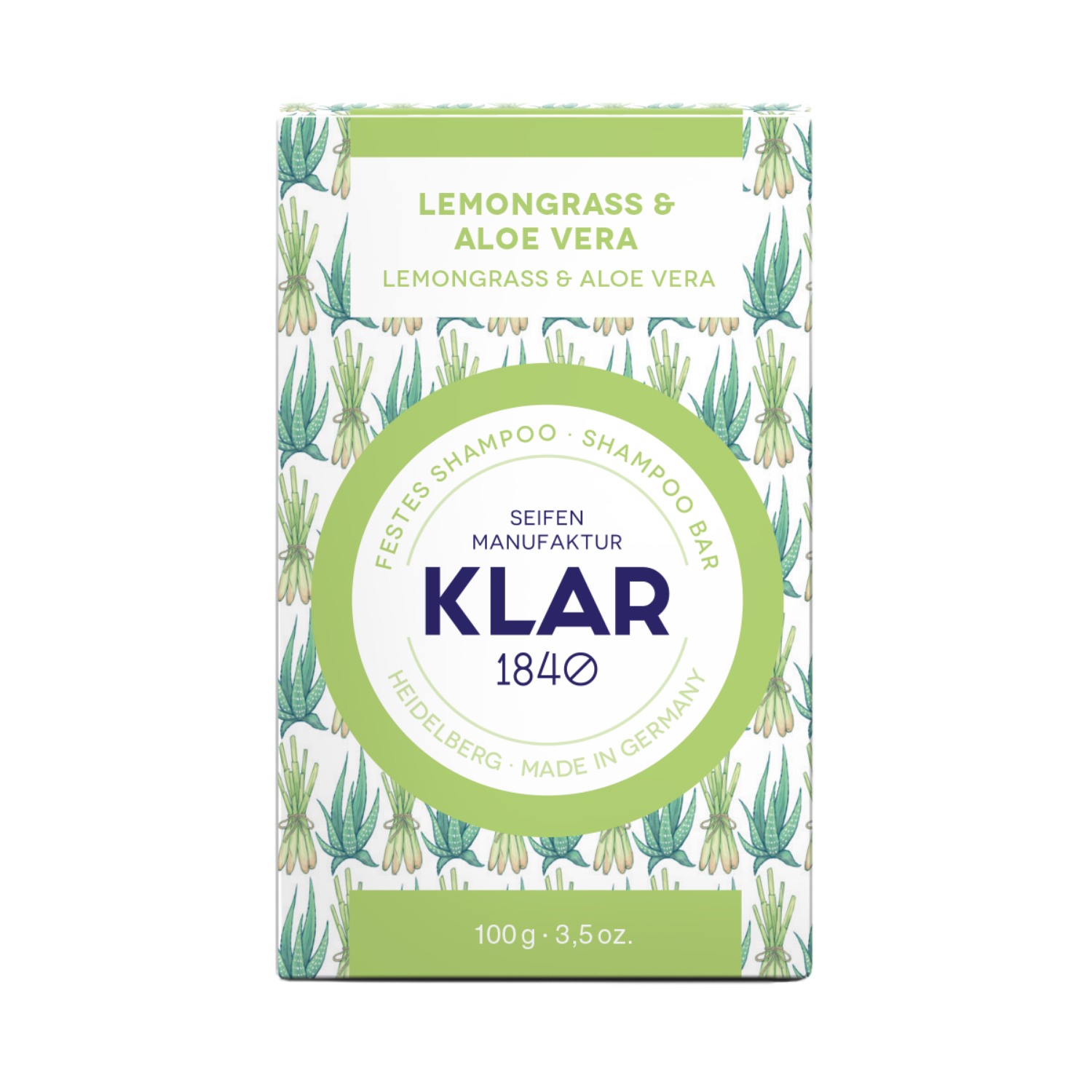 festes Shampoo Lemongrass & Aloe Vera 100g (fr fettiges Haar)  Klar Seifen