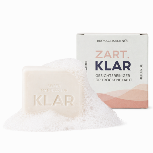 Zart.KLAR Fester seifenfreier Gesichtsreiniger für trockene Haut 75g