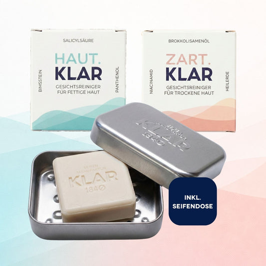 Gesichtsreiniger Set + Seifendose Klar Seifen