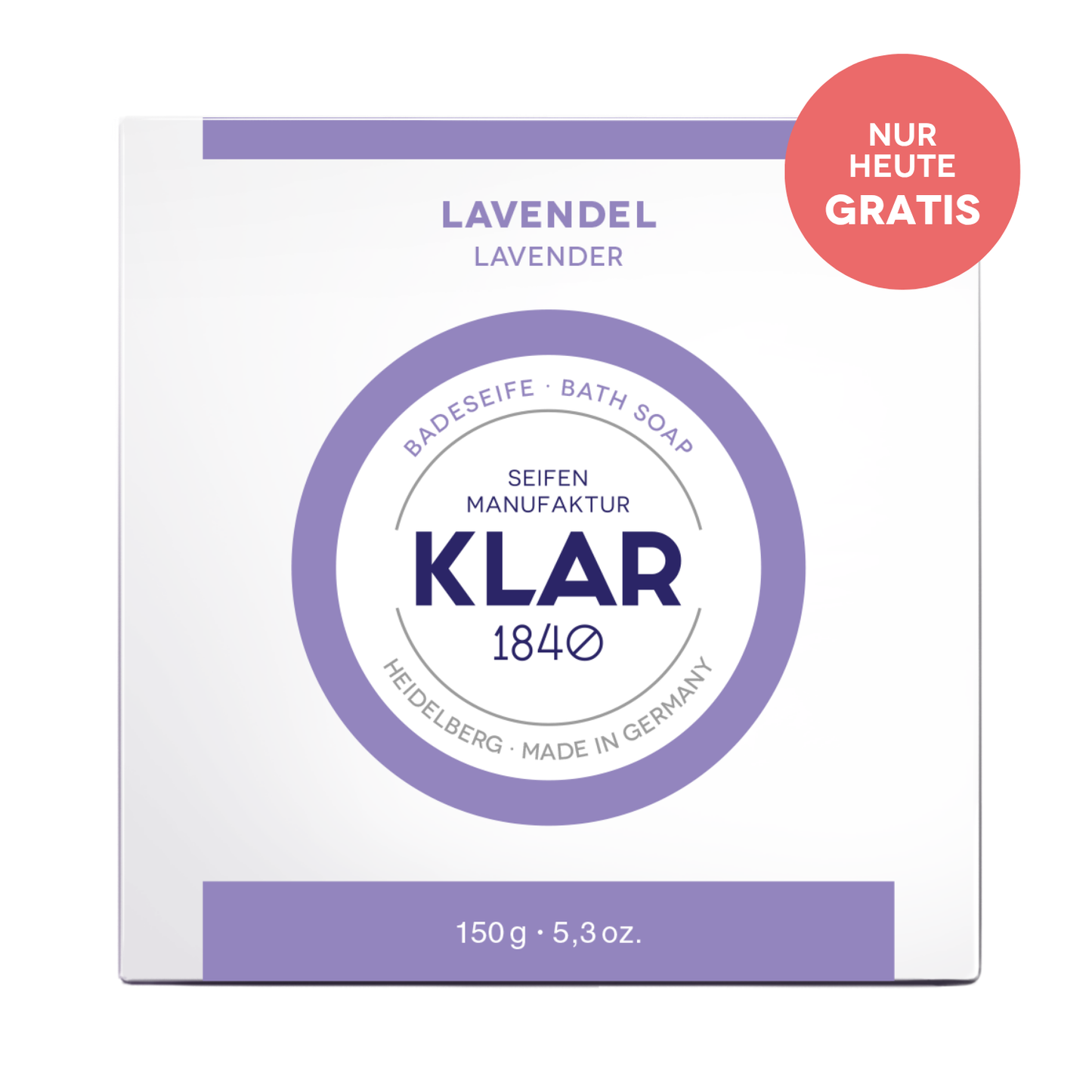 Badeseife Lavendel 150g, Cosmos zertifiziert, palmölfrei