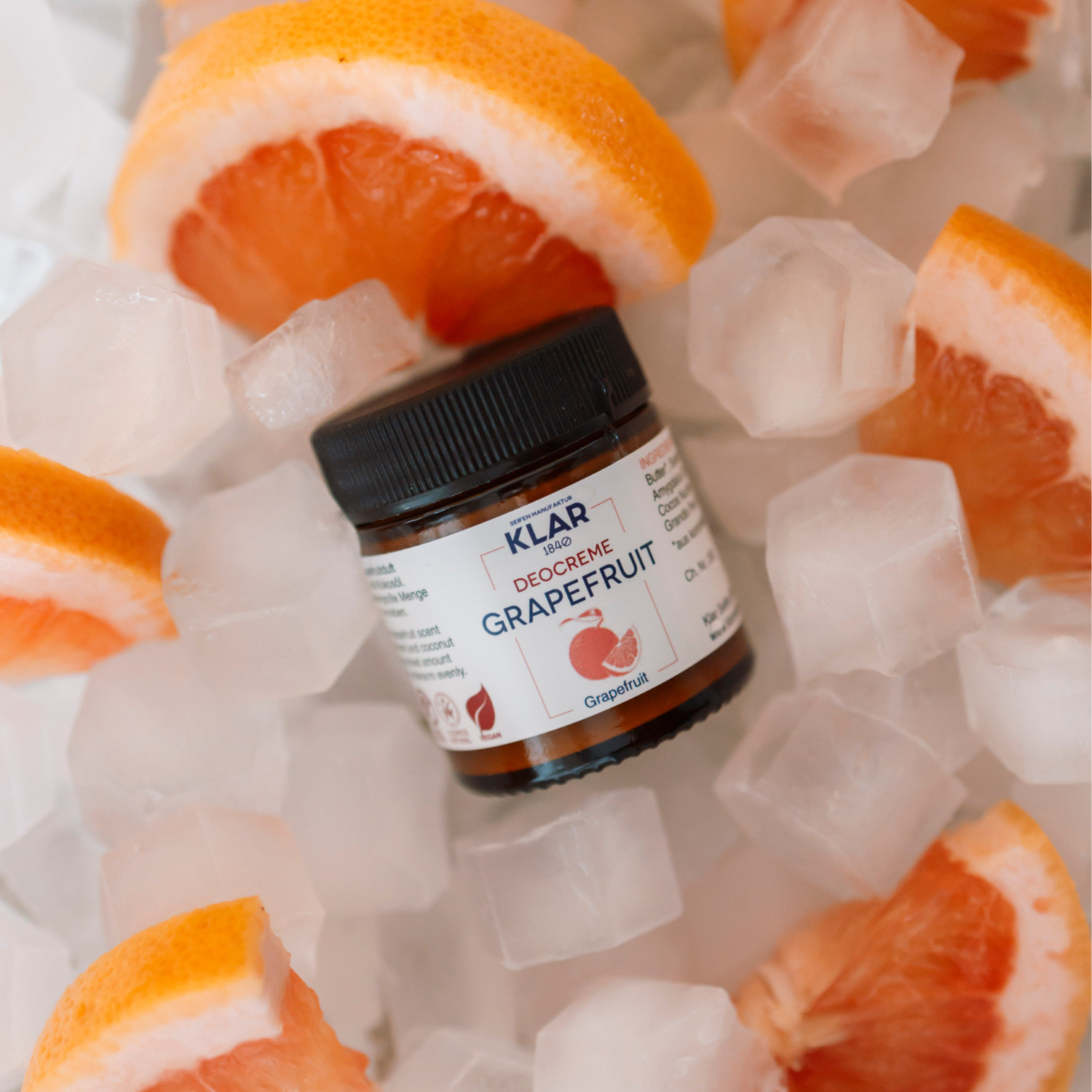 Klar Seifen Deocreme Grapefruit – 30 Ml, Aluminiumfrei, Mit Sheabutter & Zink, Geruchsneutralisierend