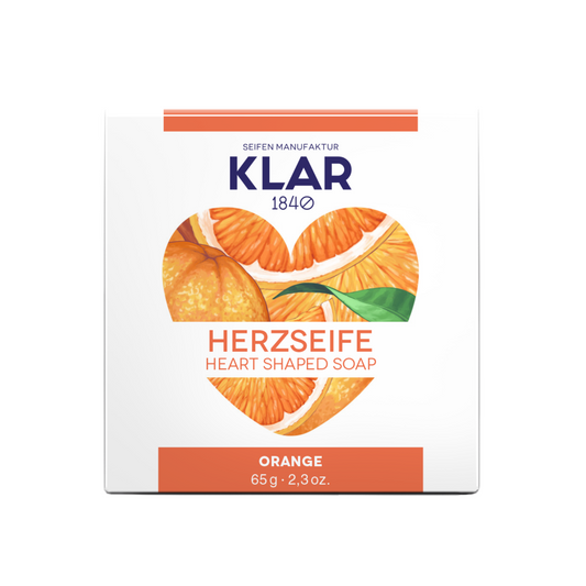 Herzseife Orange 65g, Cosmos zertifiziert, palmölfrei