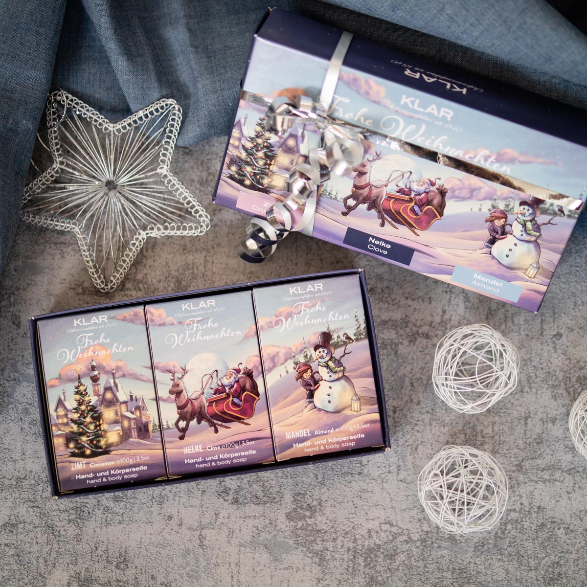 Geschenkset Stille Nacht (Zimt, Nelke, Mandel), Cosmos zertifiziert, palmölfrei