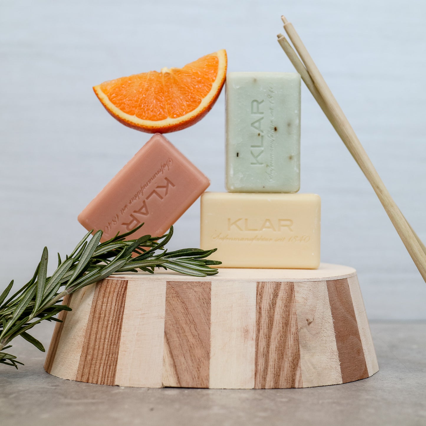 Geschenkset ätherische Seifen (Rosmarin, Orange, Lemongrass), Cosmos zertifiziert, palmölfrei