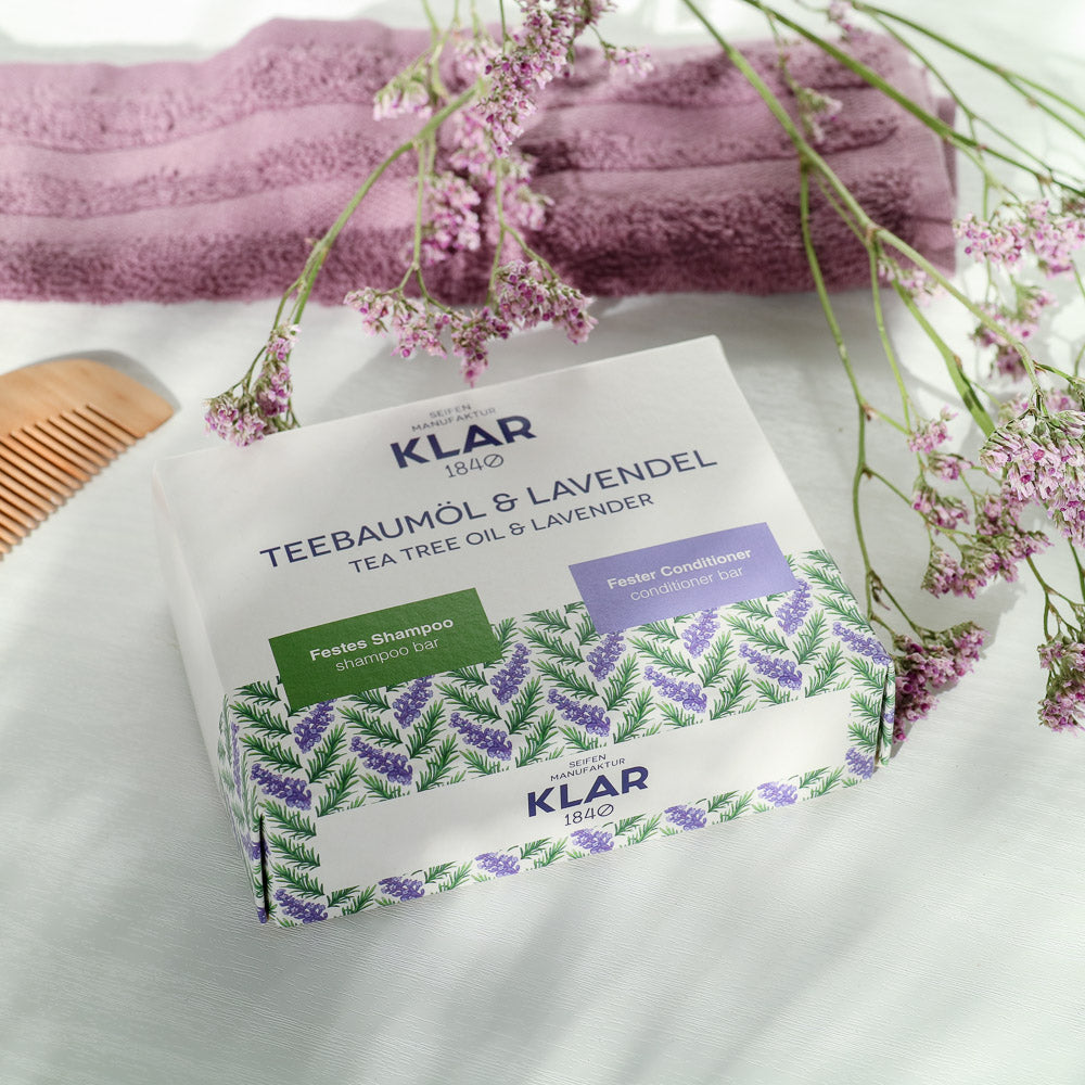 Geschenkset: festes Shampoo und fester Conditioner Teebaumöl&Lavendel